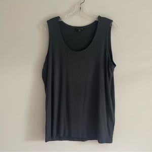 Eileen Fisher Stretch Jersey Knit Scoop Neck Tank Gray Large L